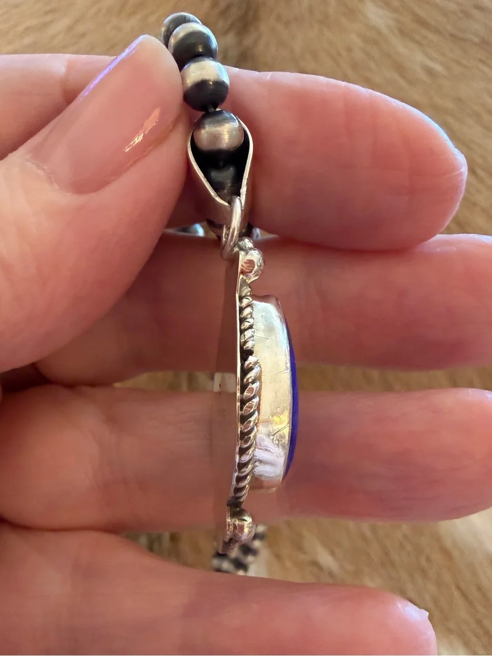 ❤️ Signed Navajo Robert Martinez Lapis Lazuli Sterling Statement Unisex Pendant
